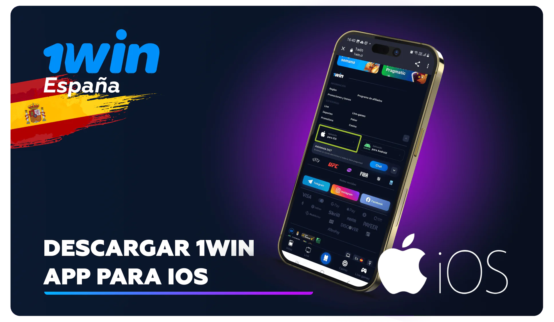 Descargar 1win aplicación para ios
