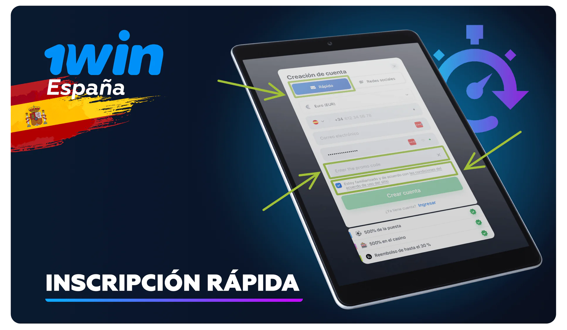 1win inscripción rápida