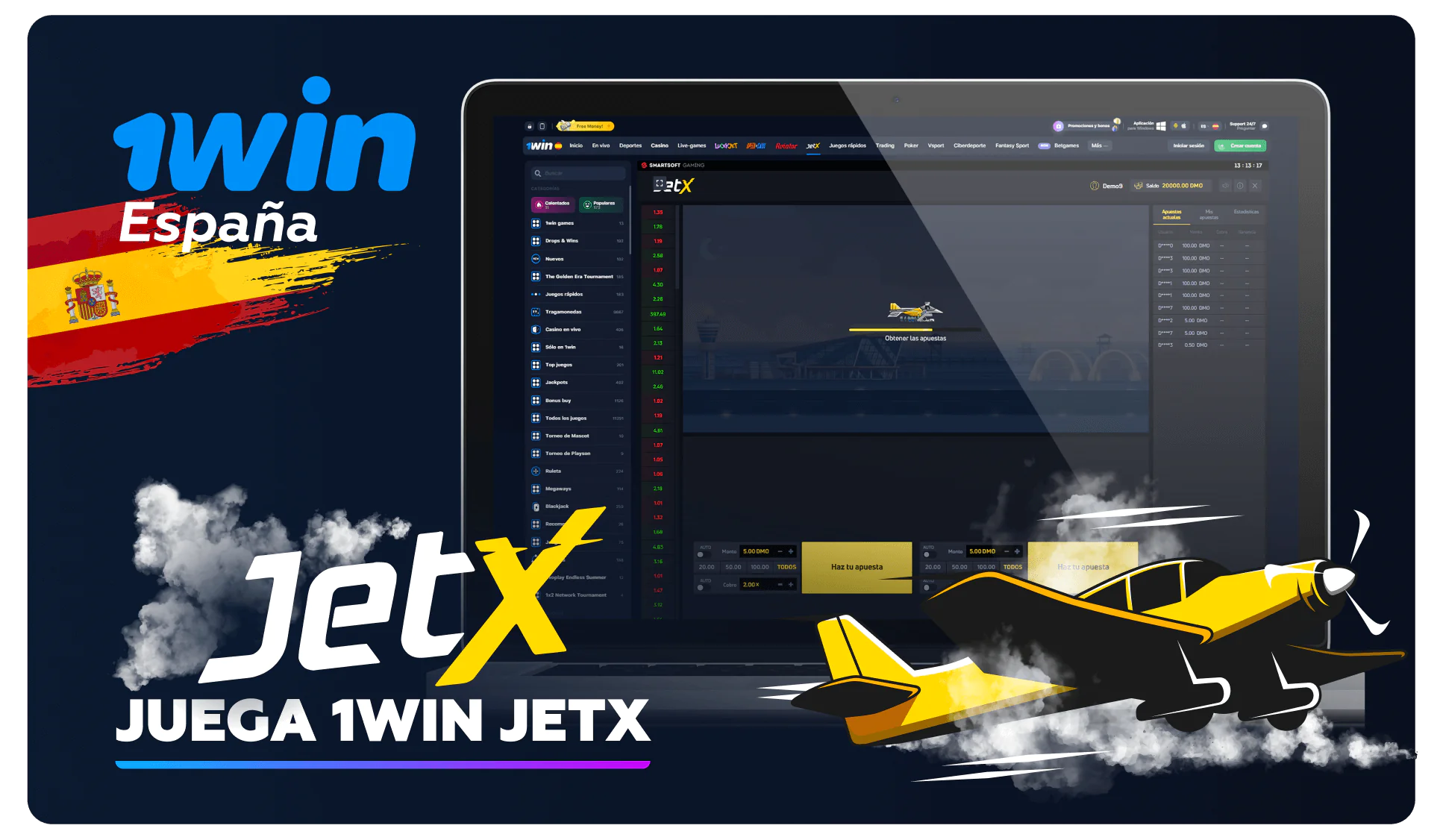 Juega 1win jetx en línea por dinero real de los usuarios españoles