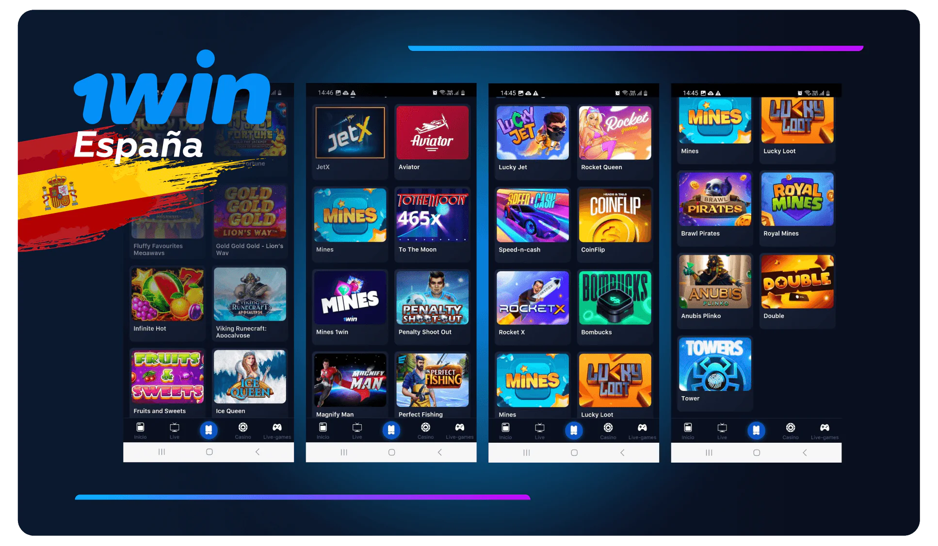 Juegos de casino populares en la aplicación 1win