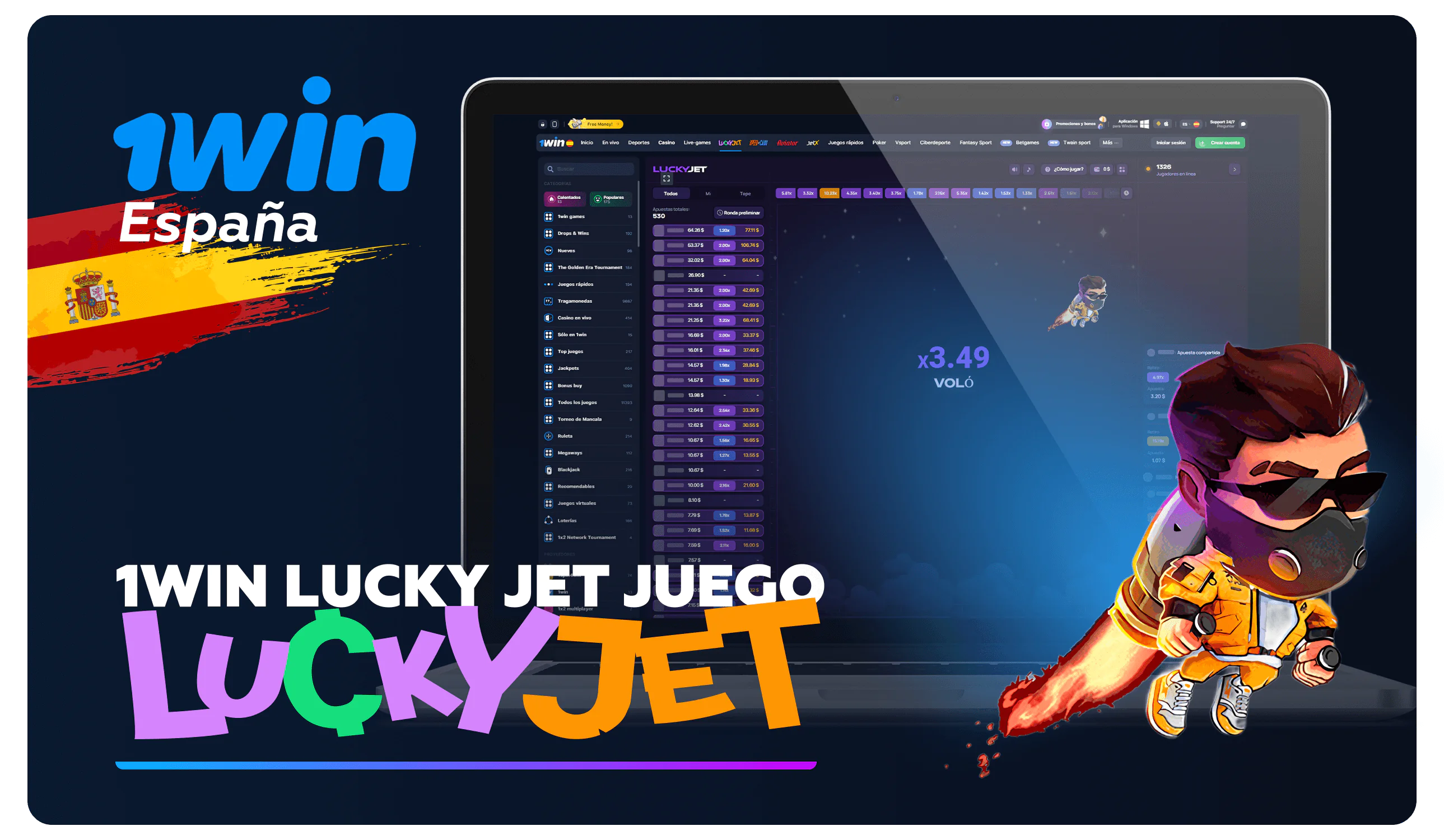 Juega 1win Lucky Jet en línea de dinero real