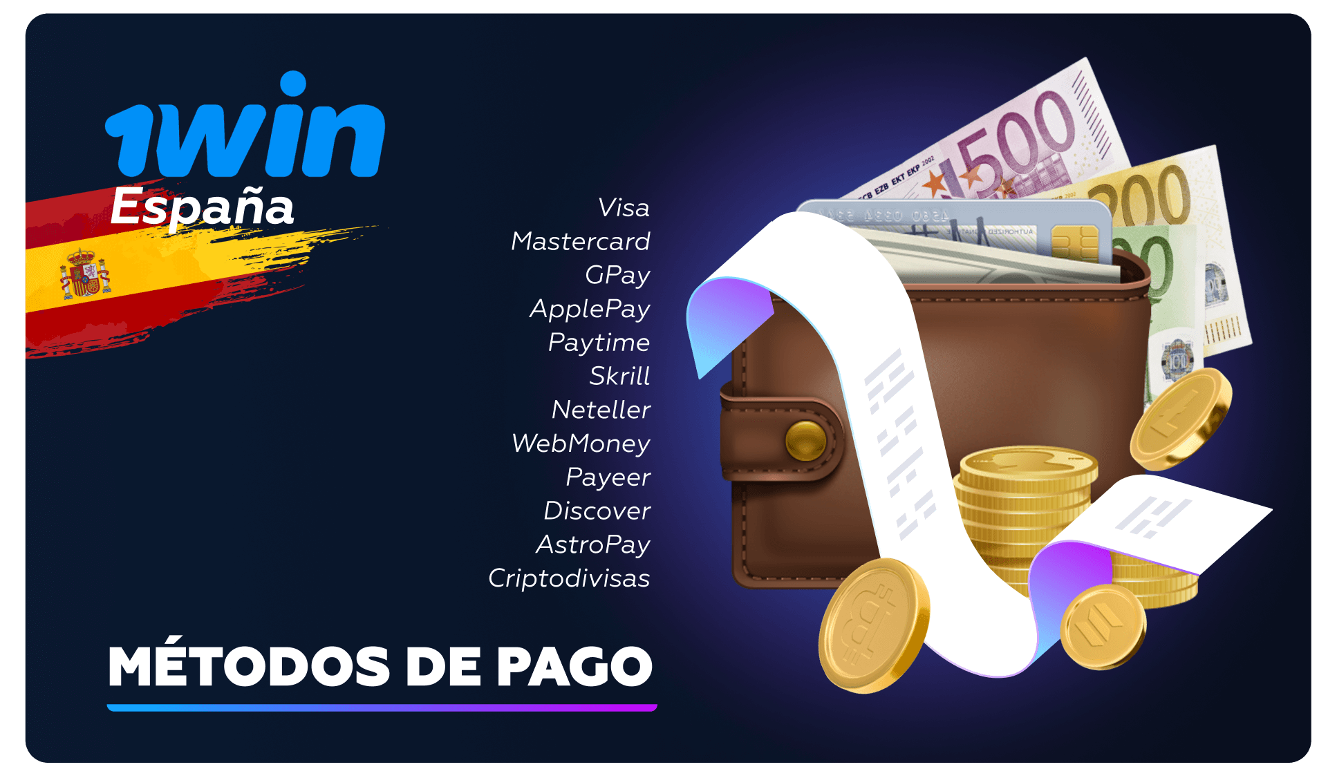 1win métodos de pago disponibles para los jugadores españoles