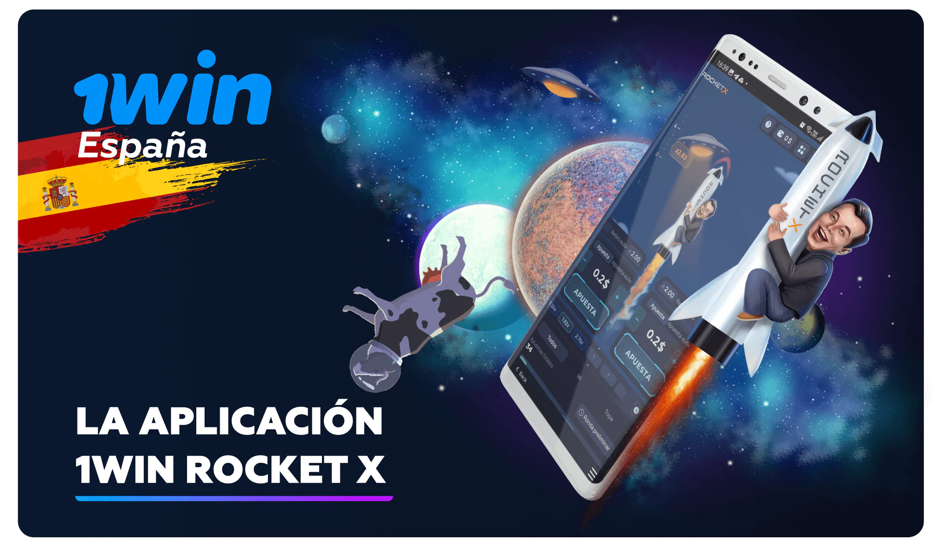 La aplicación 1win Rocket X para teléfonos móviles