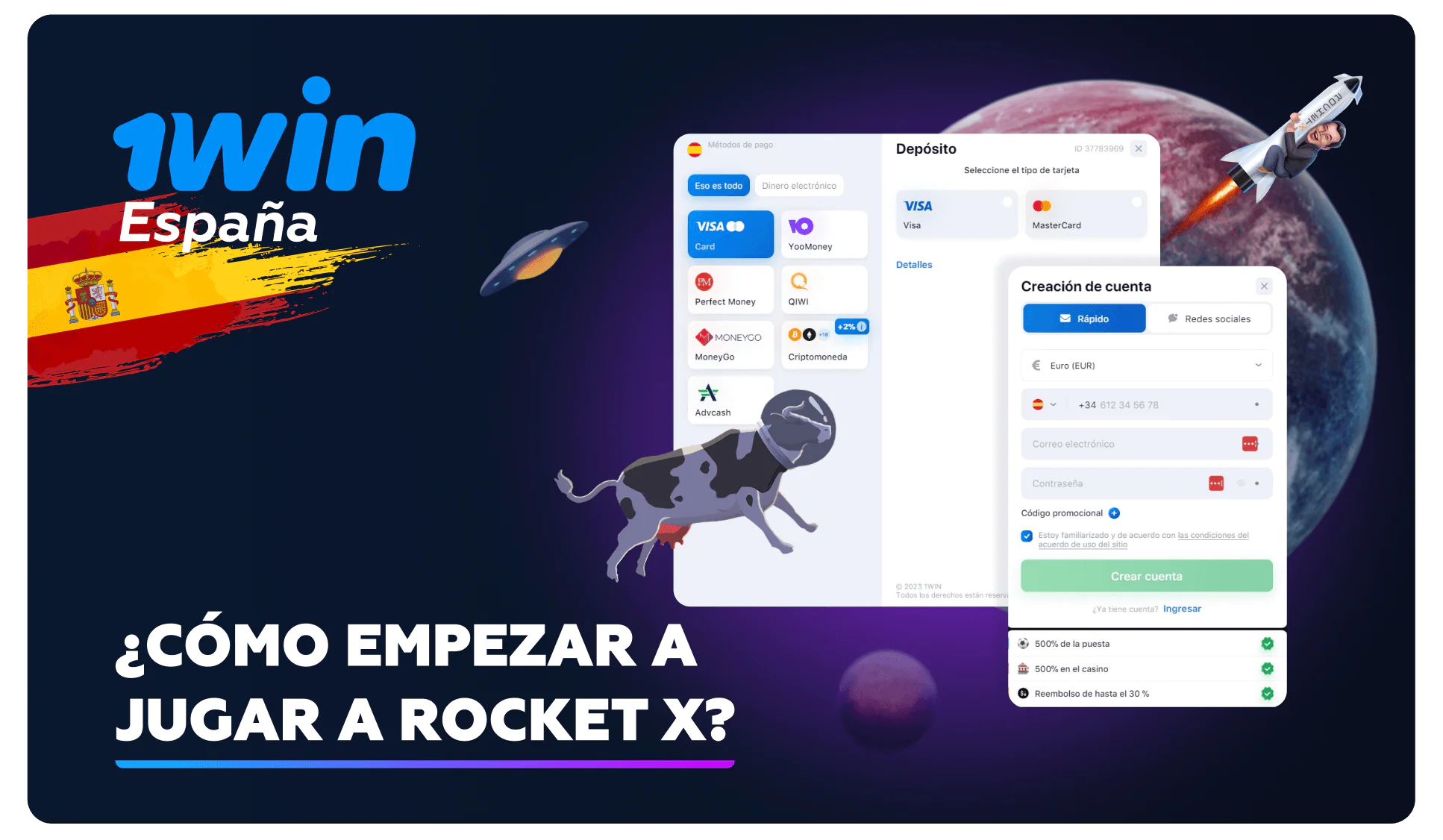 Pasos para empezar a ganar dinero real en Rocket X 1win